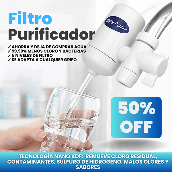 Filtro Purificador de agua 5 NIVELES 99.99% Menos cloro y bacterias + Envío Gratis